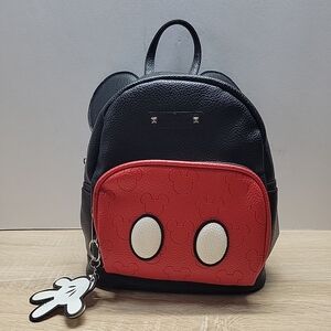 Disney Mickey Mouse Black Mini Backpack Adjustable Straps Zip Up